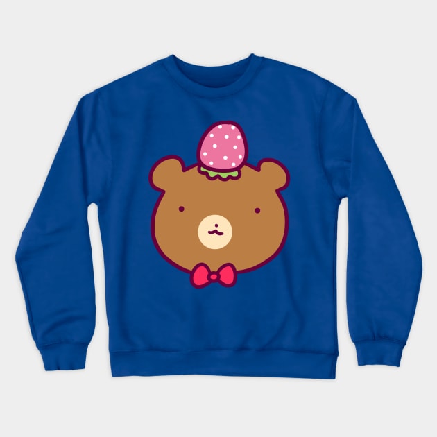 Strawberry Bear Face Crewneck Sweatshirt by saradaboru
